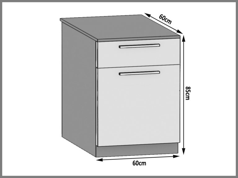 Armoire de cuisine sur pied sans plateau sans plateau avec tiroirs TOR SDSZ1-60/0/WT/WT/BB/U