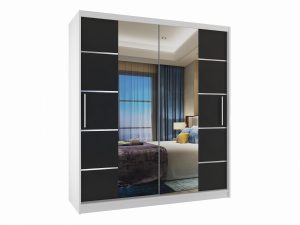 Armoire coulissante Premium 133 cm avec tiroirs noir ébène sombre Fabricant ME SZP6/1/W/B/0/KLAL/PP