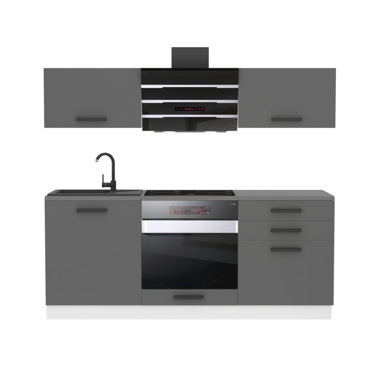 Meubles de cuisine Premium Version Complète 180 cm gris graphite anthracite avec plan de travail Fabricant
