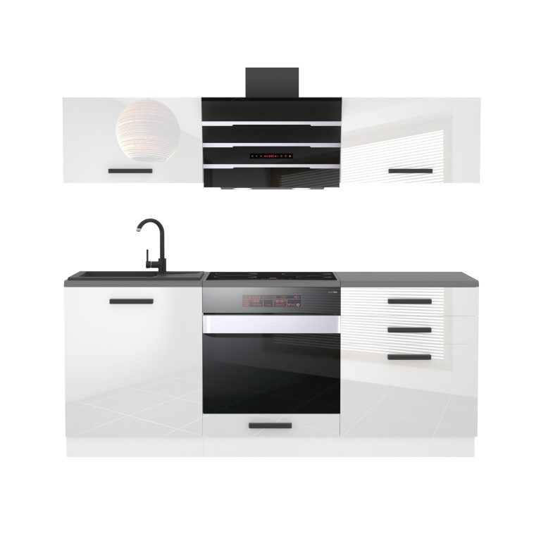 Meubles de cuisine Premium Version Complète 180 cm blanc brillant avec plan de travail Fabricant INF SOPHIA/0/WT/B/B/B1