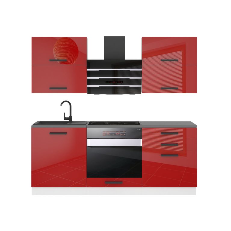 Meubles de cuisine Premium Version Complète 180 cm rouge brillant sans plan de travail Fabricant INF EMILY/0/WT/R/0/B1