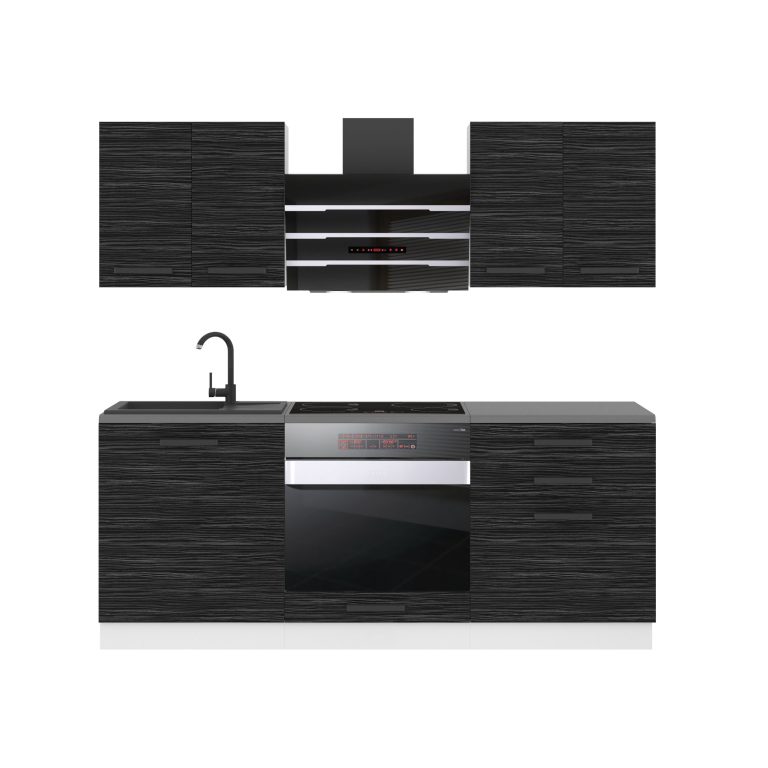 Meubles de cuisine Premium Version Complète 180 cm noir ébène châtaignier sans plateau Fabricant TOR MARY/0/WT/HK/0/B1
