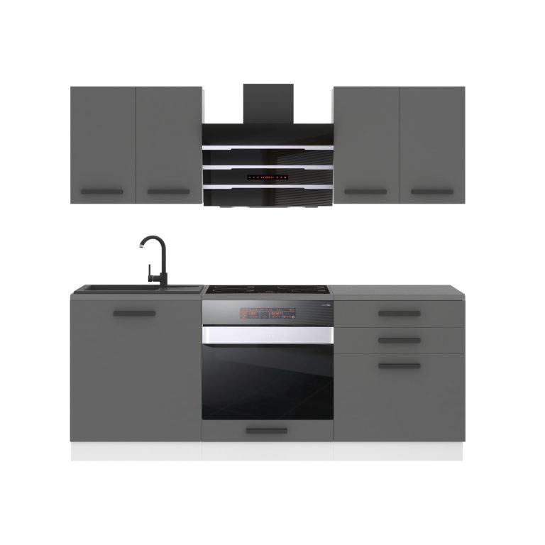 Meubles de cuisine Premium Version Complète 180 cm gris graphite anthracite sans plan de travail Fabricant TOR MARY/0/WT/SR/0/B1