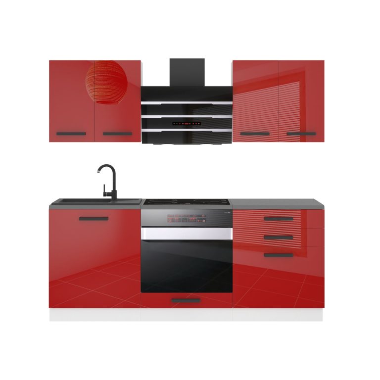 Meubles de cuisine Premium Version Complète 180 cm rouge brillant sans plan de travail Fabricant  INF MARY/0/WT/R/0/B1
