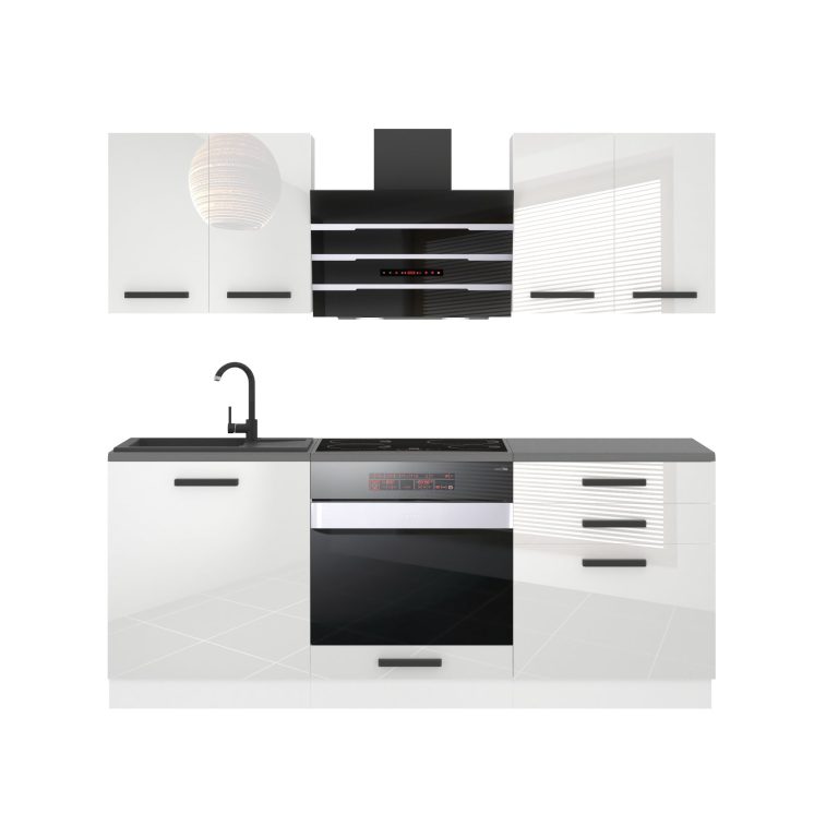 Meubles de cuisine Premium Version Complète 180 cm brillance blanc avec plan de travail Fabricant INF MARY/0/WT/W/B/B1