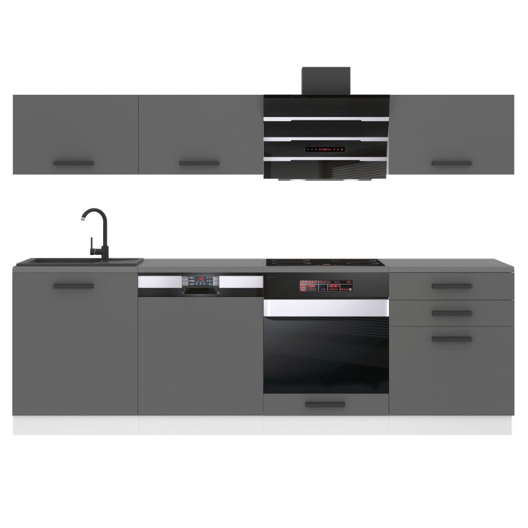 Meubles de cuisine Premium Version Complète 240 cm gris graphite anthracite sans plan de travail Fabricant TOR LINDA/0/WT/SR/0/B1