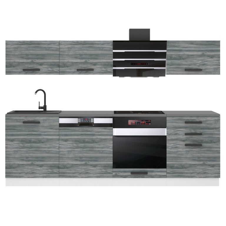 Meubles de cuisine Premium Version Complète 240 cm gris graphite anthracite avec plan de travail Fabricant TOR LINDA/0/WT/GW/B/B1
