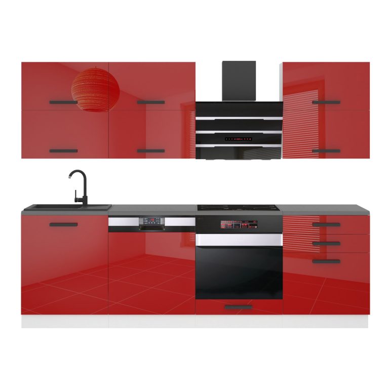 Meubles de cuisine Premium Version Complete 240 cm brillance gris sans plan de travail Fabricant INF MADISON/0/WT/R/0/B1