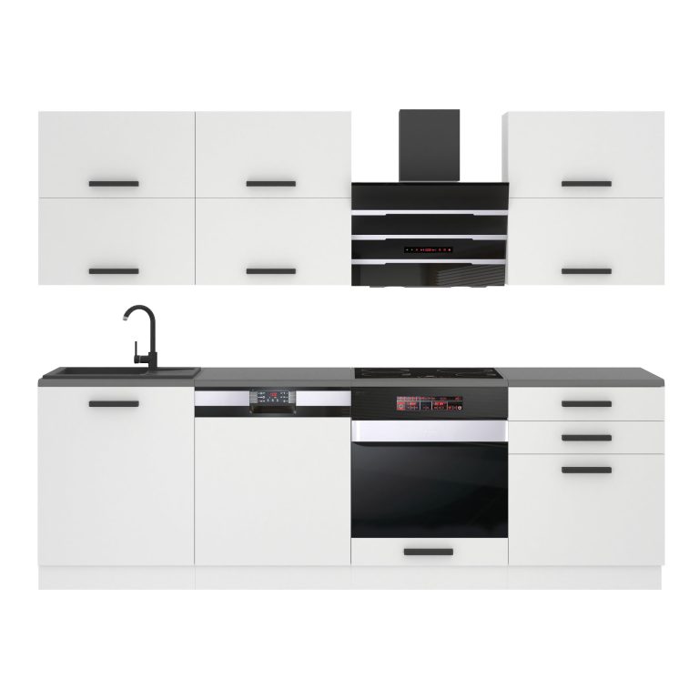 Meubles de cuisine Premium Version Complète 240 cm blanc mat avec plan de travail Fabricant TOR MADISON/0/WT/WT/B/B1
