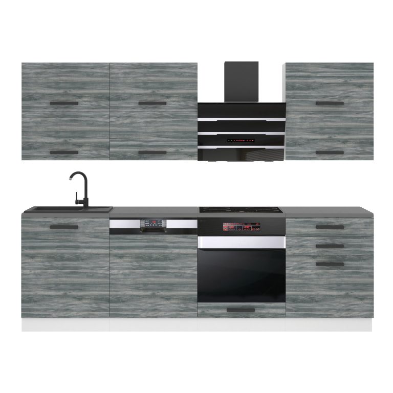 Meubles de cuisine Premium Version Complète 240 cm gris graphite anthracite avec plan de travail Fabricant TOR MADISON/0/WT/GW/B/B1
