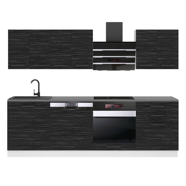 Meubles de cuisine Premium Version Complète 240 cm noir ébène sombre sans plan de travail Fabricant TOR SUSAN/0/WT/HK/0/B1