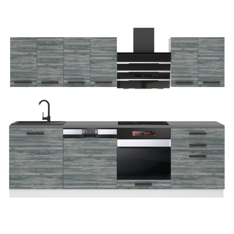 Meubles de cuisine Premium Version Complète 240 cm gris graphite anthracite avec plan de travail Fabricant TOR SUSAN/0/WT/GW/B/B1

