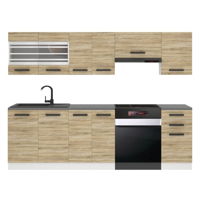 Meubles de cuisine Premium Version Complète 240 cm en chêne chêne wotan chêne sonoma avec plan de travail Fabricant TOR LILY/0/WT/DS/B/B1
