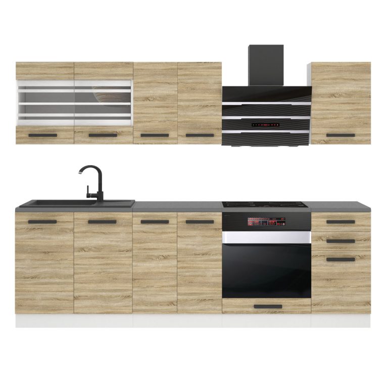 Meubles de cuisine Premium Version Complète 240 cm en chêne chêne wotan chêne sonoma avec plan de travail Fabricant TOR MARGARET/0/WT/DS/B/B1
