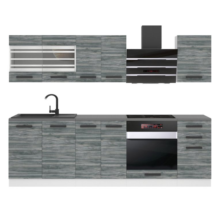 Meubles de cuisine Premium Version Complète 240 cm gris graphite anthracite avec plan de travail Fabricant  TOR MARGARET/0/WT/GW/B/B1
