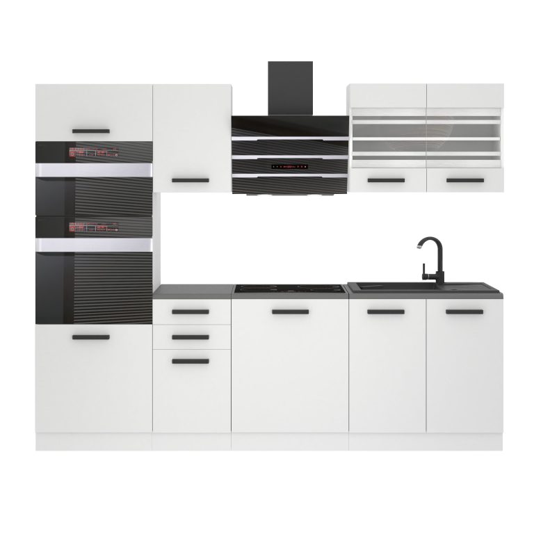 Meubles de cuisine Premium Version Complète 240 cm blanc mat avec plan de travail Fabricant TOR TRACY/0/WT/WT/B/B1
