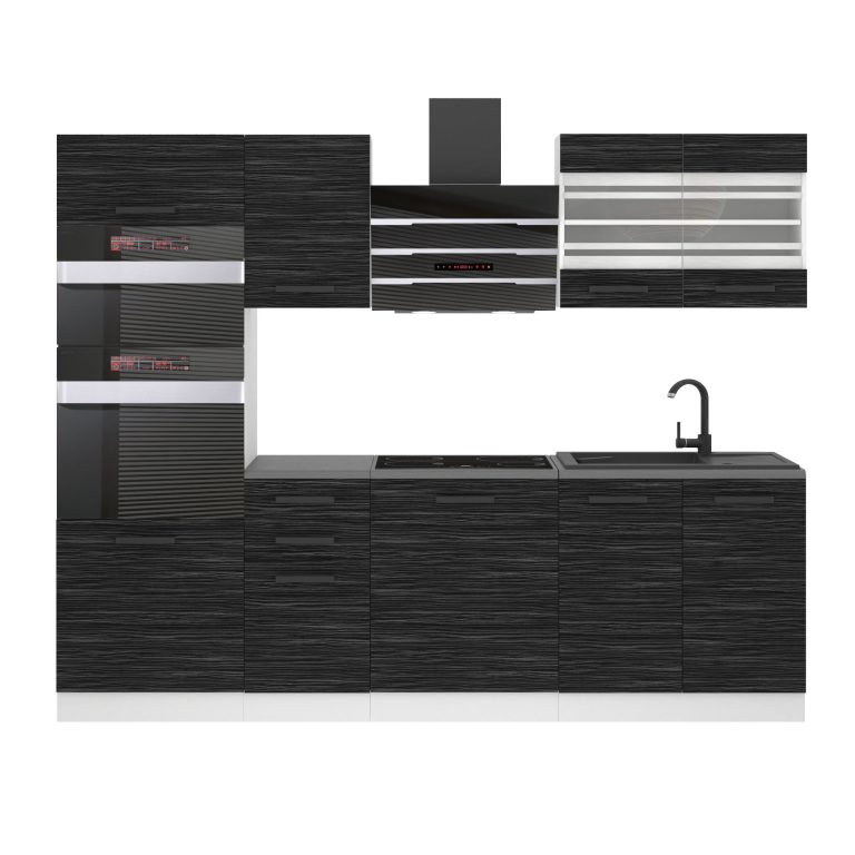 Meubles de cuisine Premium Version Complète 240 cm noir ébène sombre avec plan de travail Fabricant TOR TRACY/0/WT/HK/B/B1
