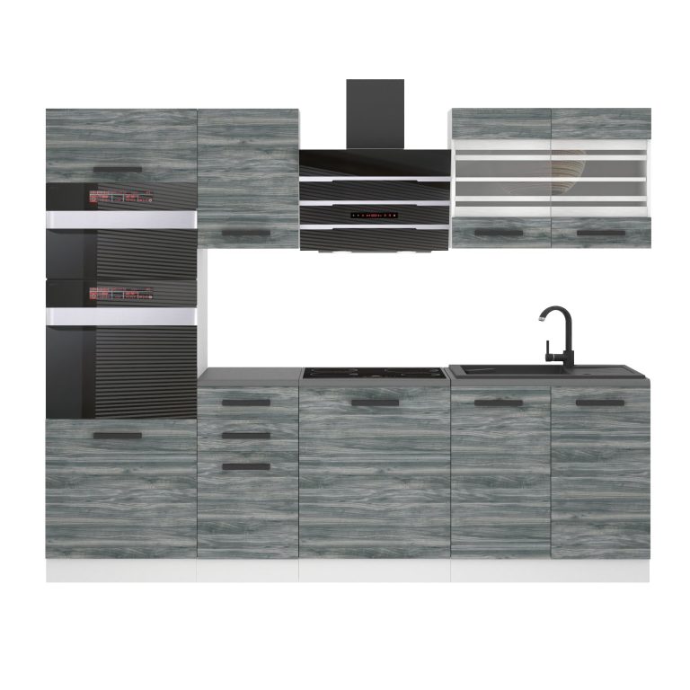 Meubles de cuisine Premium Version Complète 240 cm gris graphite anthracite avec plan de travail Fabricant TOR TRACY/0/WT/GW/B/B1
