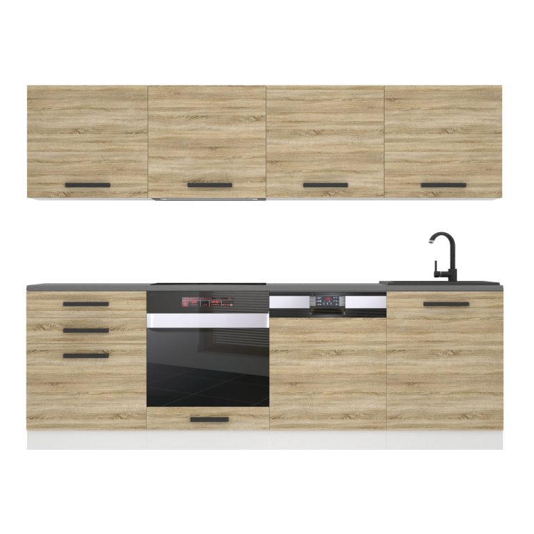 Meubles de cuisine Premium Version Complète 240 cm en chêne chêne wotan chêne sonoma sans plan de travail Fabricant TOR ALICE/0/WT/DS/0/B1