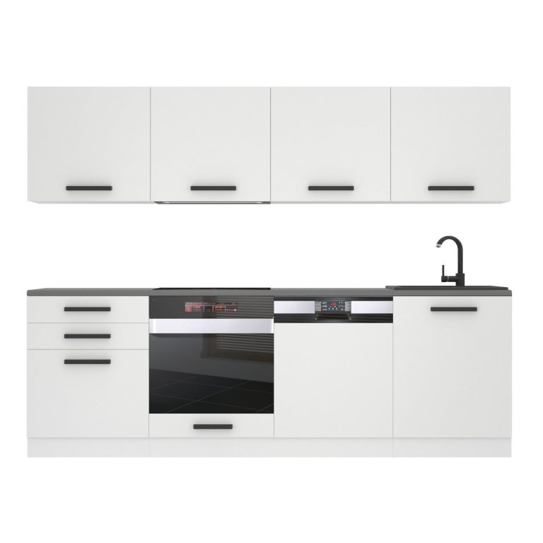 Meubles de cuisine Premium Version Complète 240 cm blanc mat avec plan de travail Fabricant TOR ALICE/0/WT/WT/B/ B1
