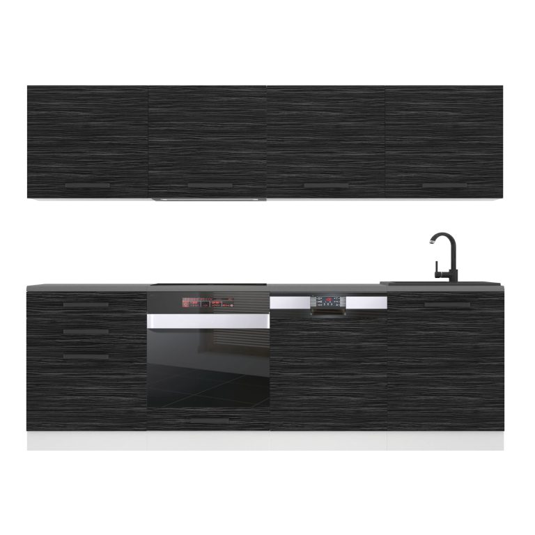 Meubles de cuisine Premium Version Complète 240 cm noir ébène sombre avec plan de travail Fabricant TOR ALICE/0/WT/HK/B/ B1

