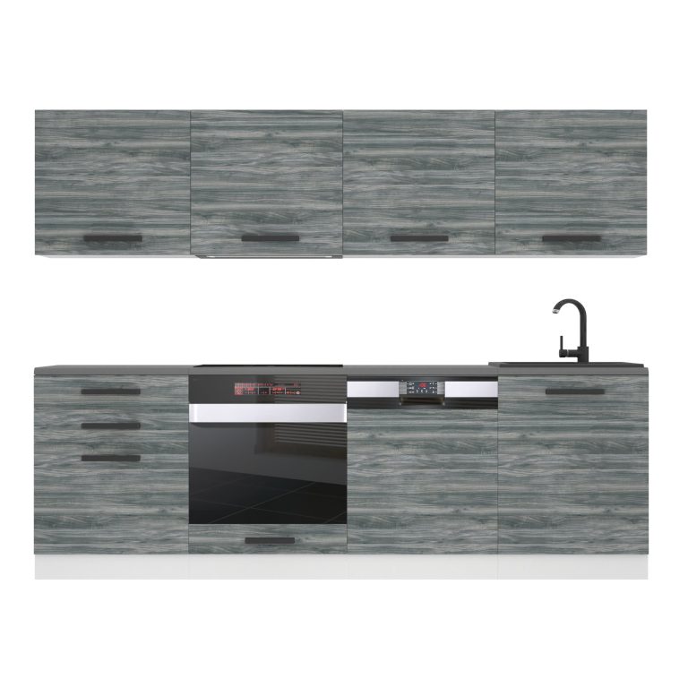 Meubles de cuisine Premium Version Complète 240 cm gris graphite anthracite avec plan de travail Fabricant TOR ALICE/0/WT/GW/B/B1
