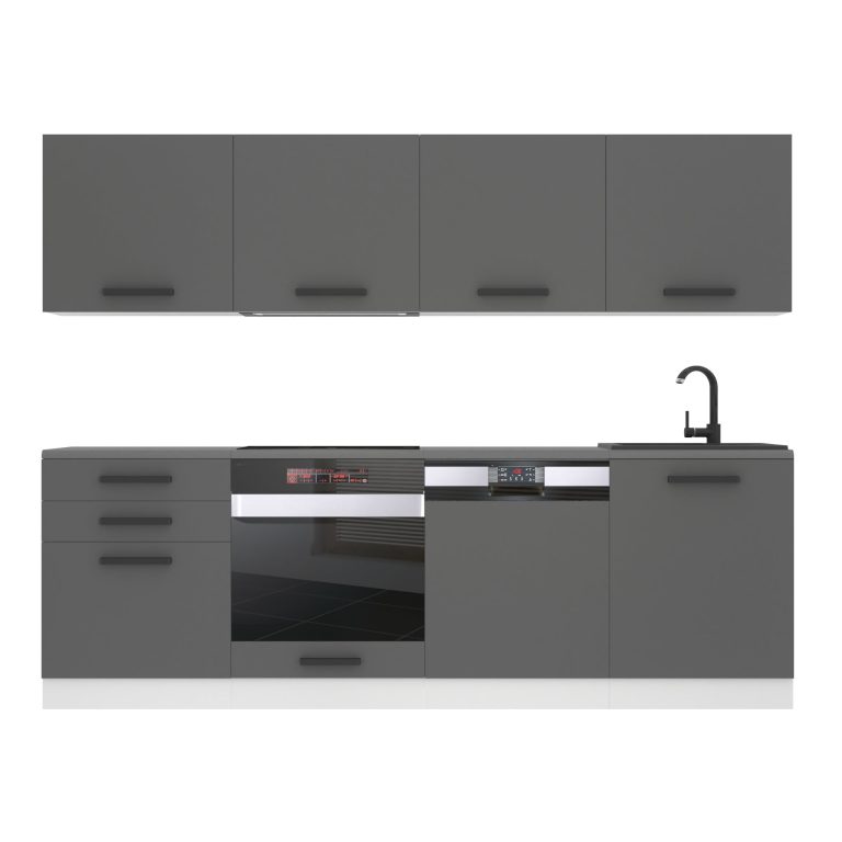 Meubles de cuisine Premium Version Complète 240 cm gris graphite anthracite avec plan de travail Fabricant TOR ALICE/0/WT/SR/B/ B1
