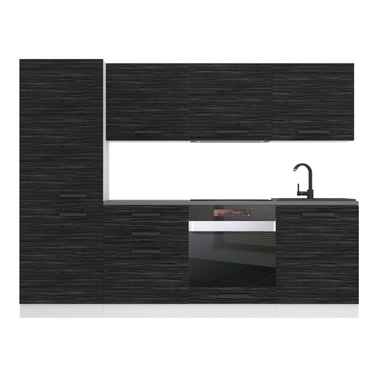 Meubles de cuisine Premium Version Complète 240 cm noir ébène sombre sans plan de travail Fabricant TOR SANDY/0/WT/HK/0/B1