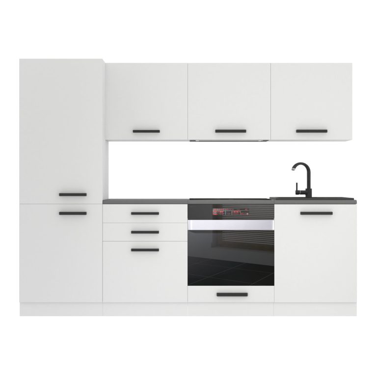 Meubles de cuisine Premium Version Complète 240 cm blanc mat avec plan de travail Fabricant TOR SANDY/0/WT/WT/B/B1

