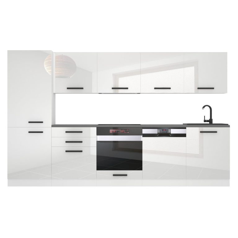 Meubles de cuisine Premium Version Complète 300 cm brillance blanc sans plan de travail Fabricant INF ROSE/0/WT/W/0/B1