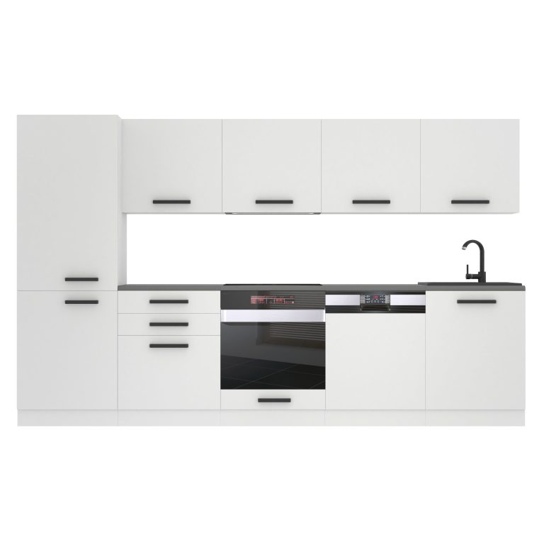Meubles de cuisine Premium Version Complète 300 cm blanc mat avec plan de travail Fabricant TOR ROSE/0/WT/WT/B/B1
