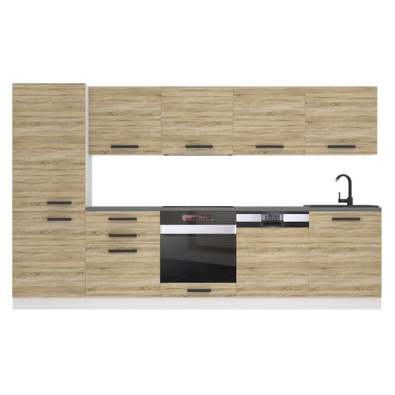 Meubles de cuisine Premium Version Complète 300 cm en chêne chêne wotan chêne sonoma avec plan de travail Fabricant TOR ROSE/0/WT/DS/B/B1

