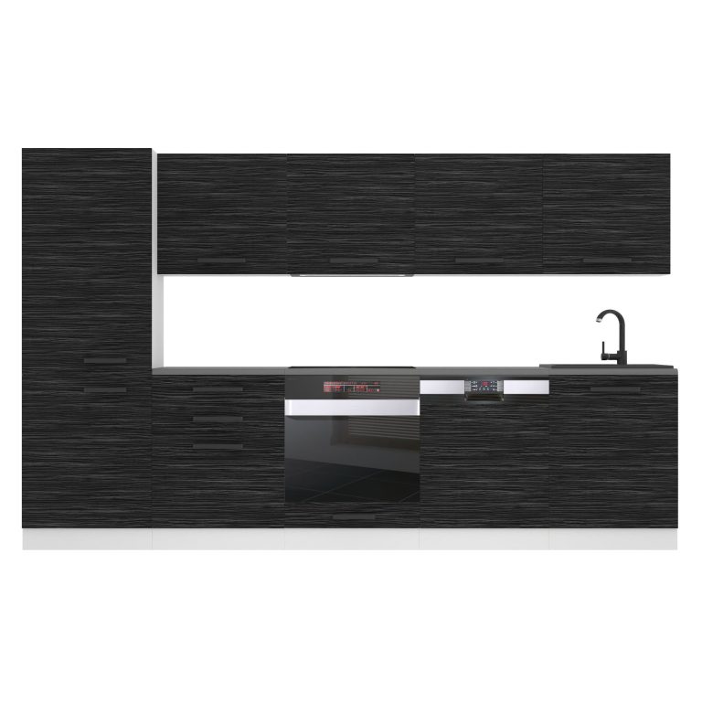 Meubles de cuisine Premium Version Complète 300 cm noir ébène sombre avec plan de travail Fabricant TOR ROSE/0/WT/HK/B/B1
