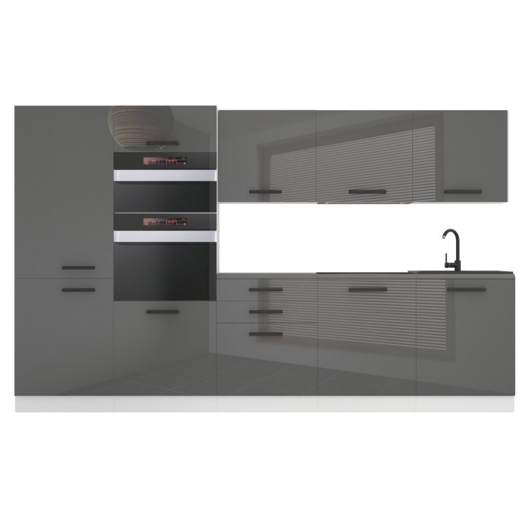 Meubles de cuisine Premium Version Complète 300 cm brillance gris sans plan de travail Fabricant INF GRACE/0/WT/S/0/B1