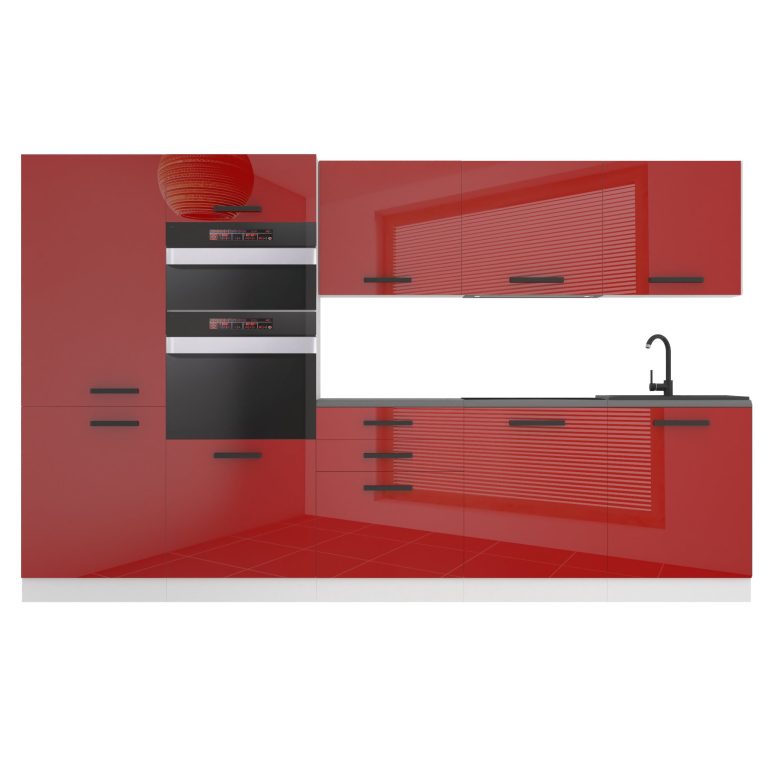 Meubles de cuisine Premium Version Complète 300 cm brillance rouge sans plan de travail Fabricant INF GRACE/0/WT/R/0/B1