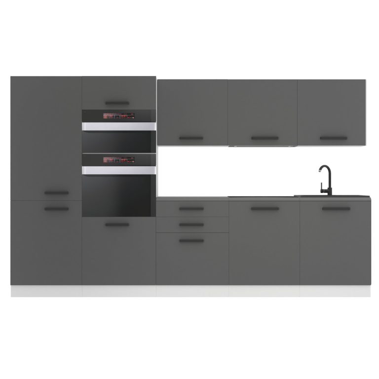 Meubles de cuisine Premium Version Complète 300 cm gris graphite anthracite avec plan de travail Fabricant TOR GRACE/0/WT/SR/B/B1
