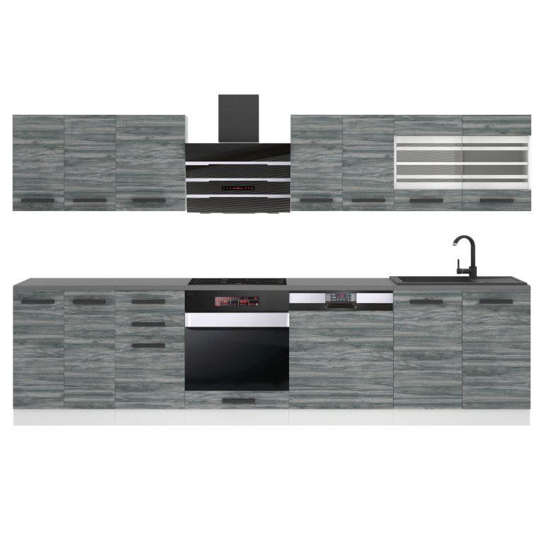 Meubles de cuisine Premium Version Complète 300 cm gris graphite anthracite sans plan de travail Fabricant TOR LUCY/0/WT/GW/0/B1