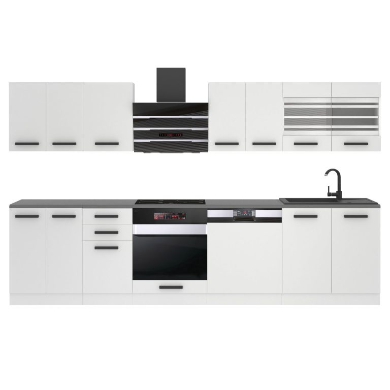 Meubles de cuisine Premium Version Complète 300 cm blanc mat avec plan de travail Fabricant TOR LUCY/0/WT/WT/B/B1
