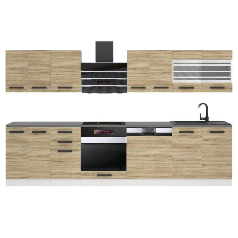 Meubles de cuisine Premium Version Complète 300 cm en chêne chêne wotan chêne sonoma avec plan de travail Fabricant TOR LUCY/0/WT/DS/B/B1
