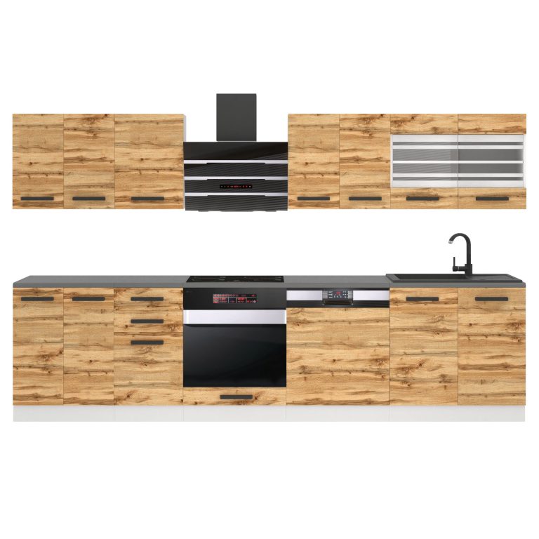Meubles de cuisine Premium Version Complète 300 cm en chêne chêne wotan chêne sonoma avec plan de travail Fabricant TOR LUCY/0/WT/DW/B/B1
