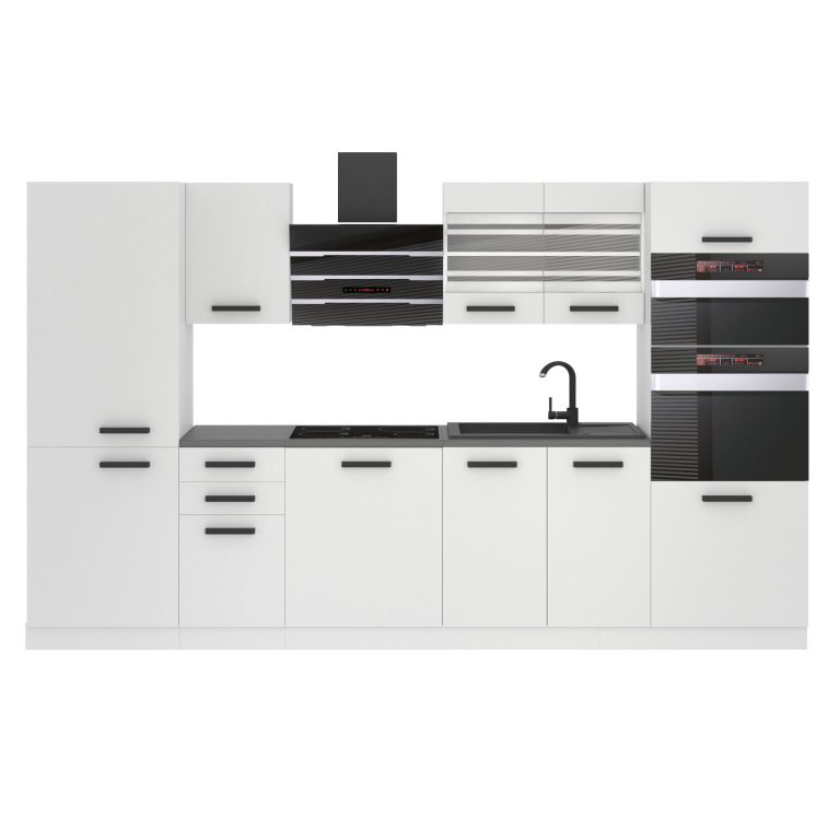 Meubles de cuisine Premium Version Complète 300 cm blanc mat sans plan de travail Fabricant TOR MILA/0/WT/WT/0/B1