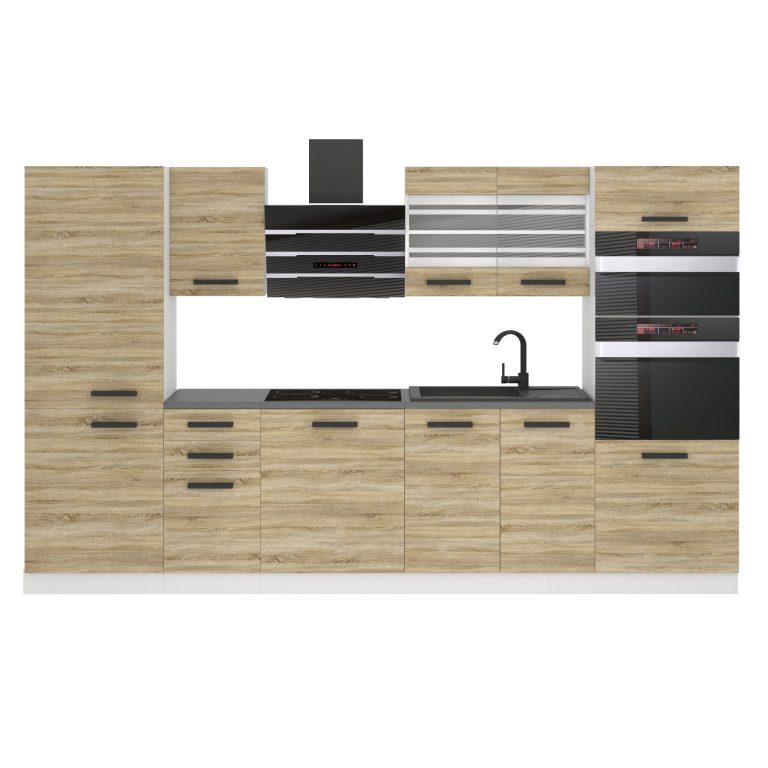 Meubles de cuisine Premium Version Complète 300 cm en chêne chêne wotan chêne sonoma avec plan de travail Fabricant TOR MILA/0/WT/DS/B/B1
