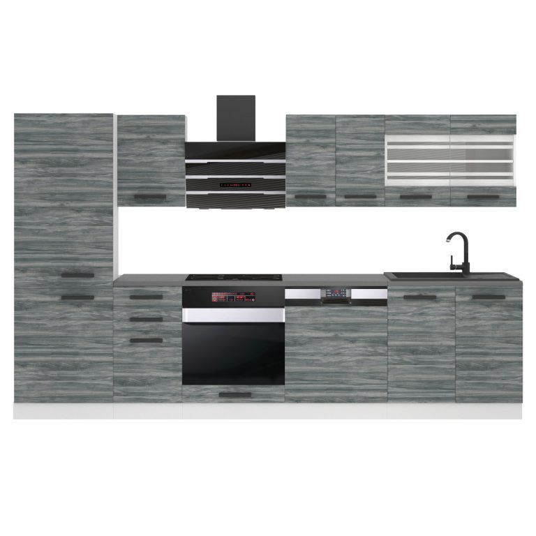 Meubles de cuisine Premium Version Complète 300 cm gris graphite anthracite sans plan de travail Fabricant TOR CINDY/0/WT/GW/0/B1