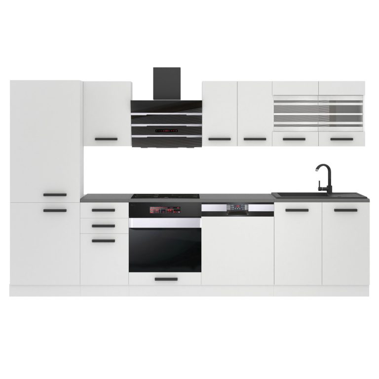 Meubles de cuisine Premium Version Complète 300 cm blanc mat avec plan de travail Fabricant TOR CINDY/0/WT/WT/B/B1
