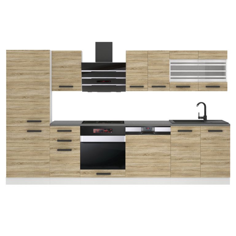 Meubles de cuisine Premium Version Complète 300 cm en chêne chêne wotan chêne sonoma avec plan de travail Fabricant TOR CINDY/0/WT/DS/B/B1
