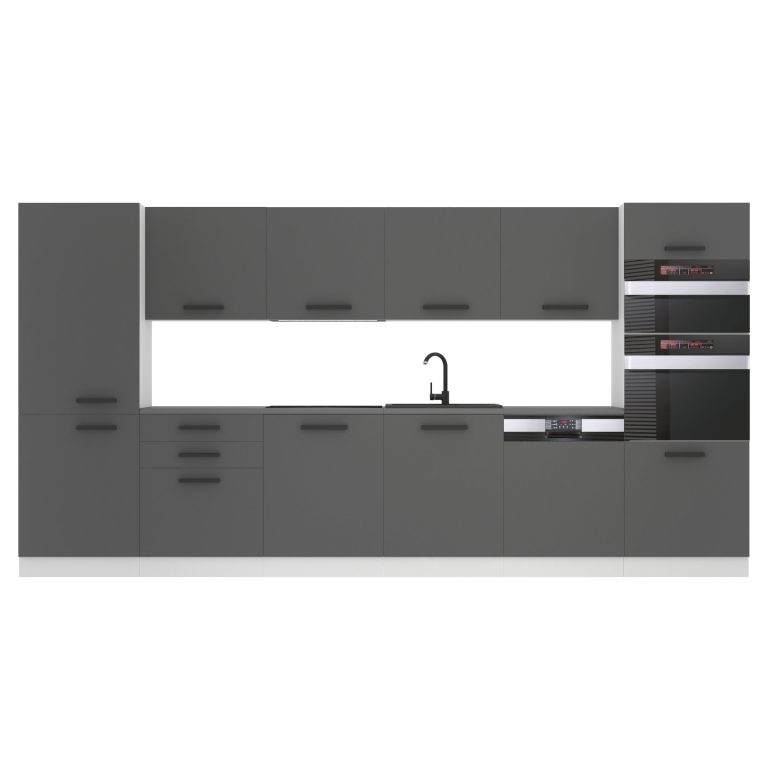 Meubles de cuisine Premium Version Complète 360 cm gris graphite anthracite avec plan de travail Fabricant TOR NAOMI/0/WT/SR/B/B1

