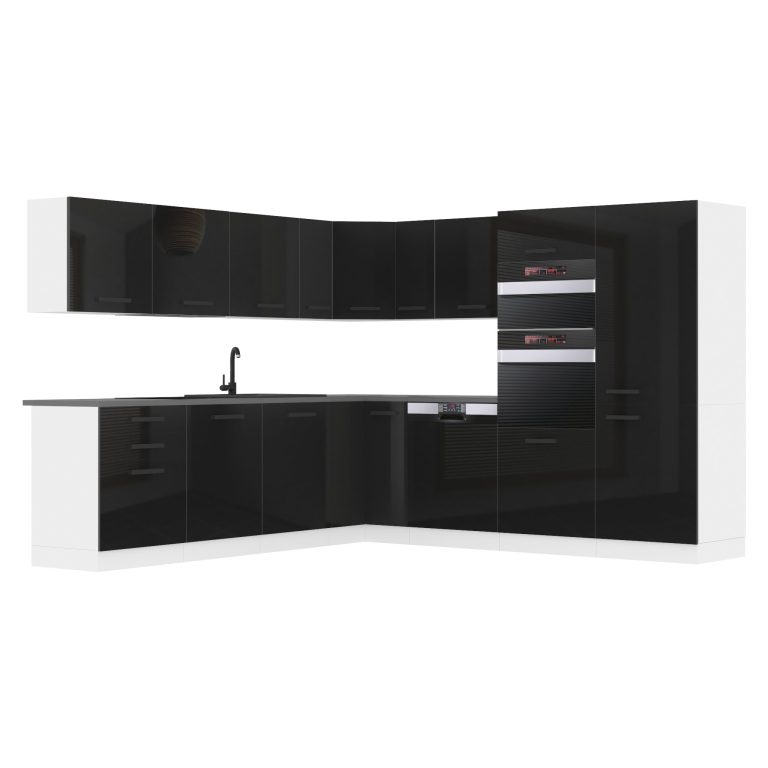 Meubles de cuisine Premium Version Complète 540 cm brillance noir sans plan de travail Fabricant INF JANE/0/WT/B/0/B1