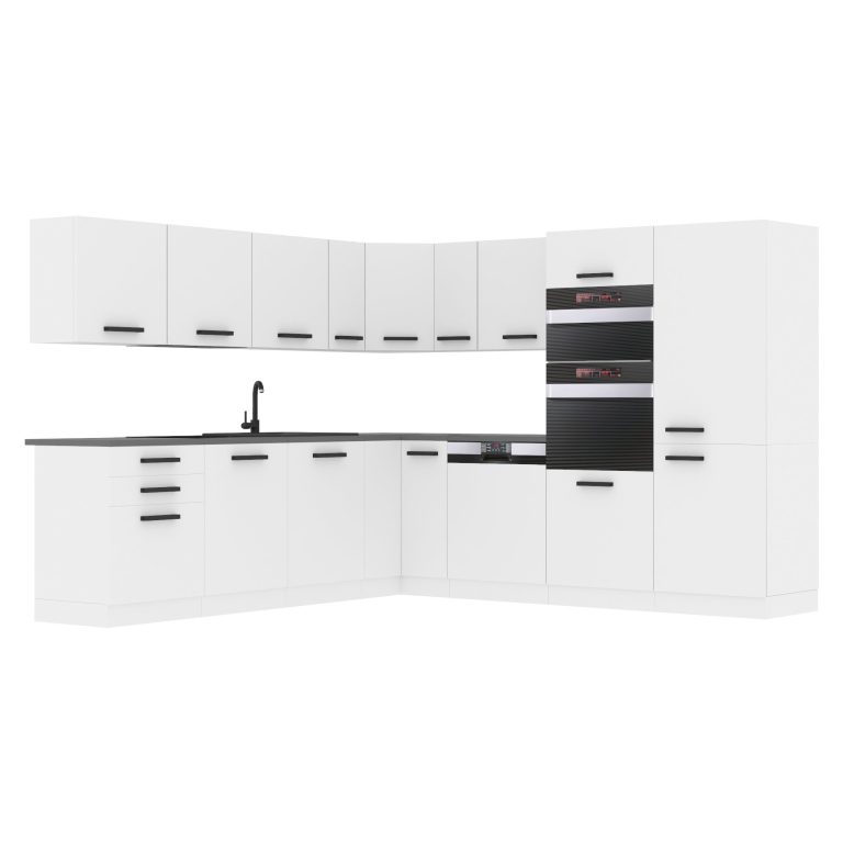 Meubles de cuisine Premium Version Complète 540 cm blanc mat avec plan de travail Fabricant TOR JANE/0/WT/WT/B/B1
