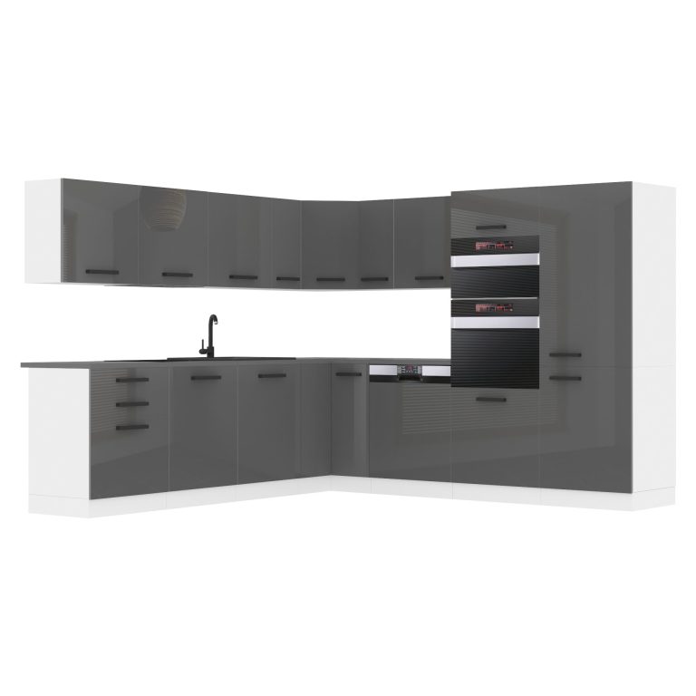 Meubles de cuisine Premium Version Complète 540 cm brillance gris avec plan de travail Fabricant INF JANE/0/WT/S/B/B1
