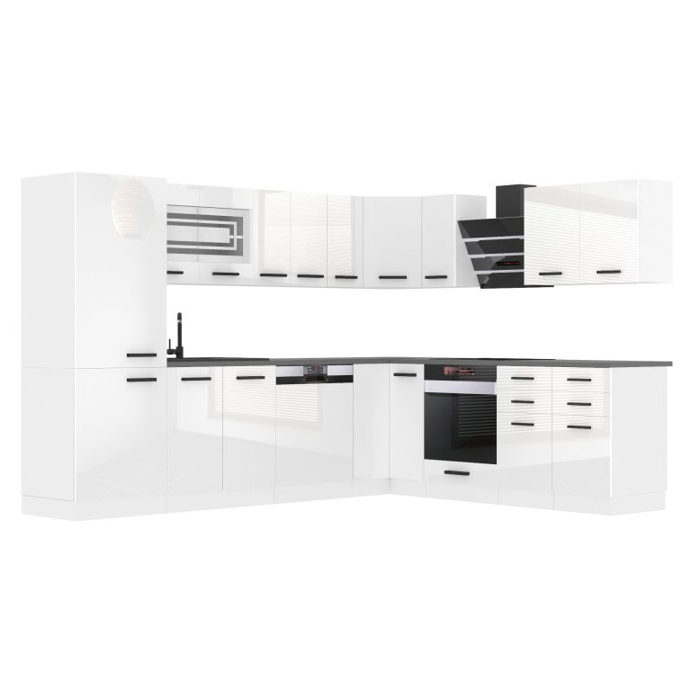 Meubles de cuisine Premium Version Complète 520 cm brillance blanc sans plan de travail Fabricant INF JULIE/0/WT/W/0/B1
